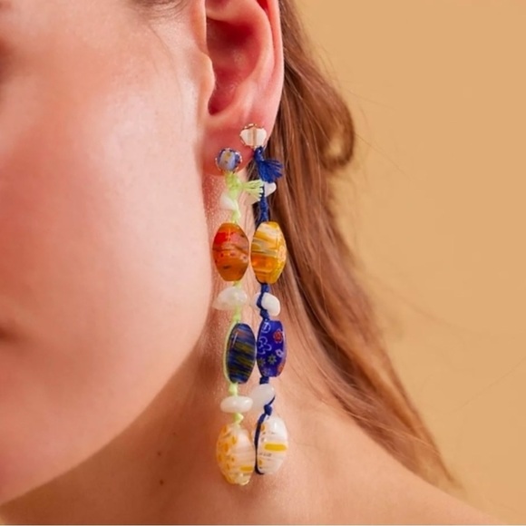 Free People Ariana Ost Voyage Dangle Earrings NWT Glass Crystal Bohemian Hippie - Picture 3 of 11